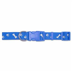ANCOL PAW 'N' BONE REFLECTIVE ADJUSTABLE COLLAR SMALL BLUE 20 - 30CM Image 1