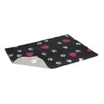 PETLIFE NON SLIP VETBED CHARCOAL WITH CERISE HEARTS & WHITE PAWS 40" X 30"  thumbnail