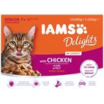 IAMS DELIGHTS with CHICKEN in GRAVY FOR SENIOR CATS 12 x 85g Thumbnail Image 0