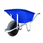 BLUE 110 LTR SINGLE WHEELBARROW - PVC PAN SINGLE PNEUMATIC WHEEL thumbnail