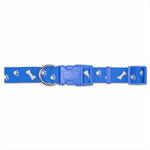 ANCOL PAW 'N' BONE REFLECTIVE ADJUSTABLE COLLAR SMALL BLUE 20 - 30CM thumbnail